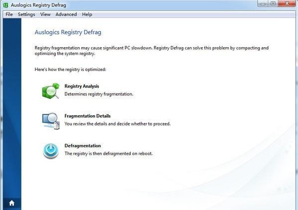 Auslogics Registry Defrag中文版_Auslogics Registry Defrag(注册表碎片整理工具) v13.2.0.0 运行截图1